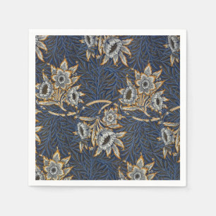 William Morris Tulpan Pilträdsmönster Blått Blommo Pappersservett