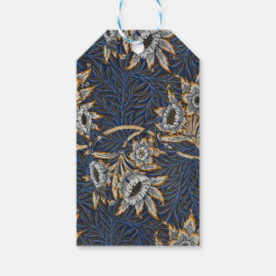 William Morris Tulpan Pilträdsmönster Blått Blommo Presentetikett
