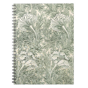 William Morris Tulpan Tapet Klassisk Grön Anteckningsbok