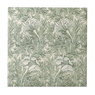 William Morris Tulpan Tapet Klassisk Grön Kakelplatta