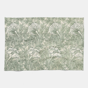 William Morris Tulpan Tapet Klassisk Grön Kökshandduk