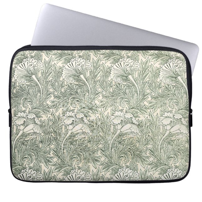 William Morris Tulpan Tapet Klassisk Grön Laptop Fodral (Framsidan)