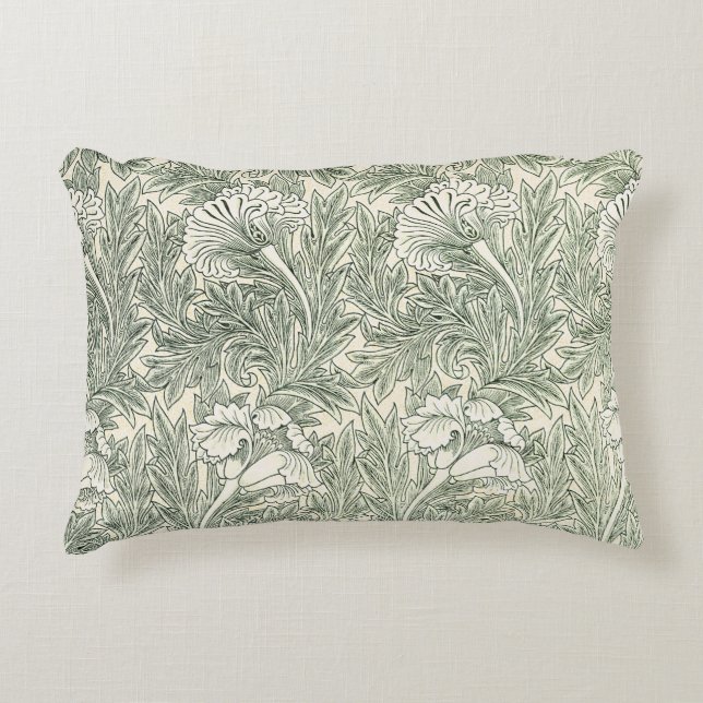 William Morris Tulpan Tapet Klassisk Grön Prydnadskudde (Framsidan)
