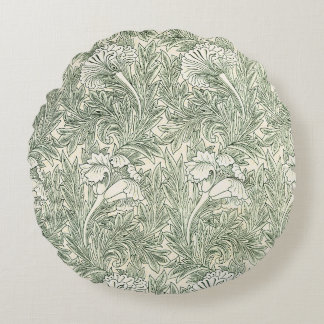 William Morris Tulpan Tapet Klassisk Grön Rund Kudde