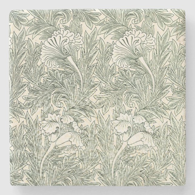 William Morris Tulpan Tapet Klassisk Grön Stenunderlägg (Framsidan)