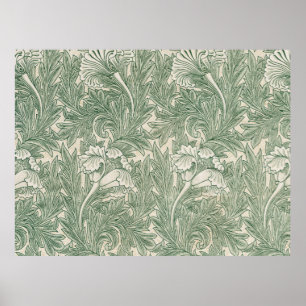 william morris tulpan tapet textil grön poster