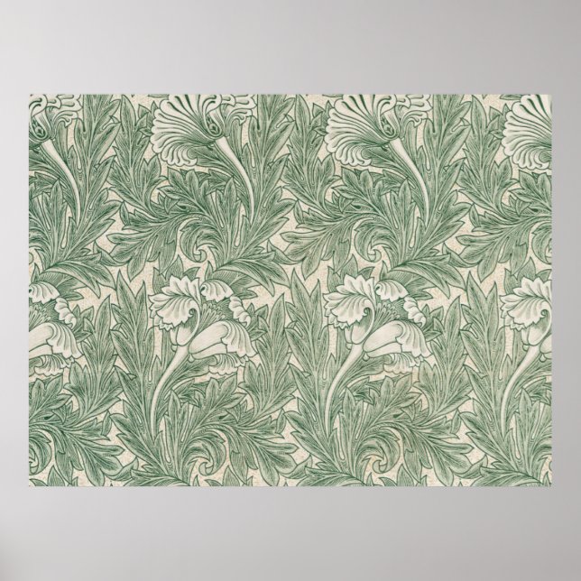 william morris tulpan tapet textil grön poster (Framsidan)