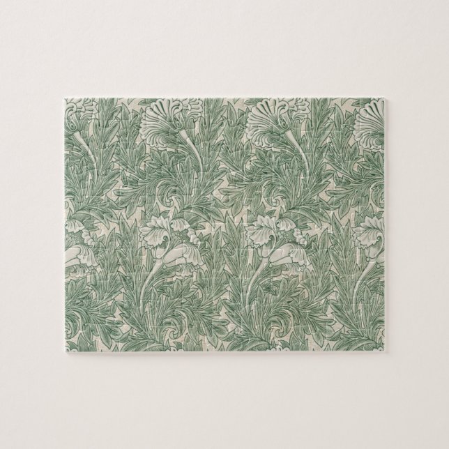 william morris tulpan tapet textil grön pussel (Horisontell)