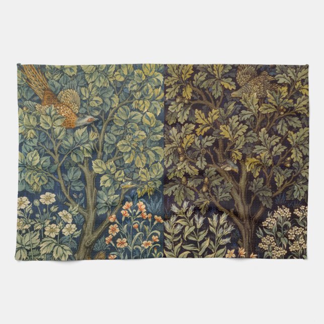 William Morris Tupp Fasan Skogsmark Fågel Träd Kökshandduk (Horisontell)