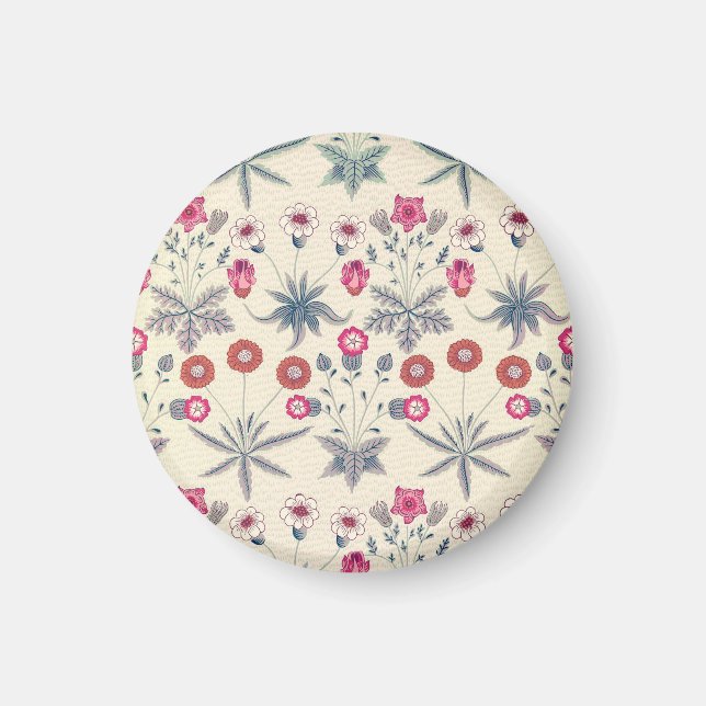 William Morris Tusenskönas blommönster röd orange Magnet (Framsidan)