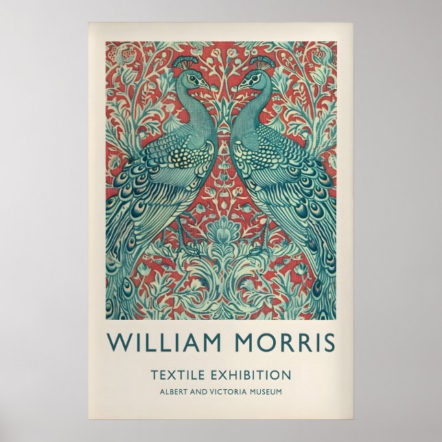 William Morris Två Påfåglarsaffisch Trendig Väggko Poster (Framsidan)