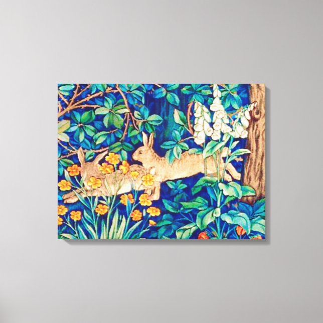 William Morris ’Two Hares’ - Vild Rabbits Canvastryck (Framsida)