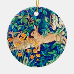William Morris "Two Hares" Vild Rabbits Print Julgransprydnad Keramik