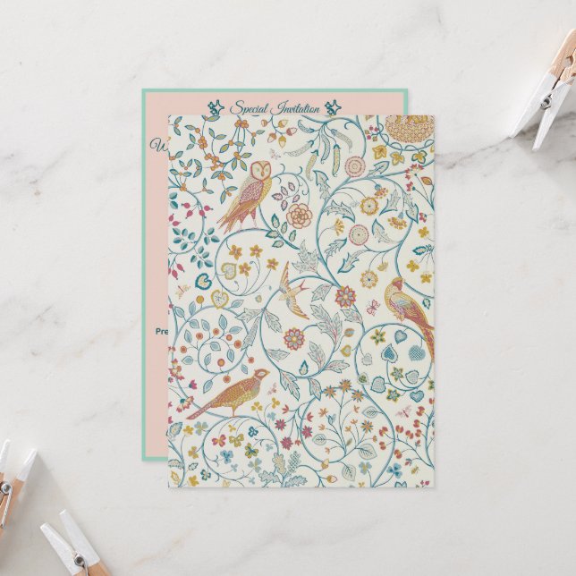 William Morris - Uggla och Berries Tapet Inbjudningar (Fram/Back In Situ)