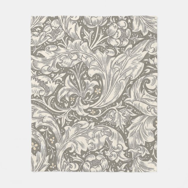 William Morris ungkarlsblomma antika damast Fleecefilt (Framsidan)