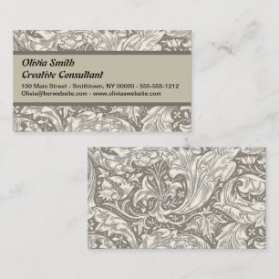 William Morris ungkarlsblomma antika damast Visitkort