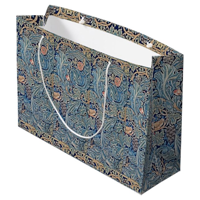 William Morris vackert blommönster Blå Rosa  (Baksidan Vinklad)