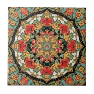 William Morris Vallmo Art Nouveau blommönster Kakelplatta