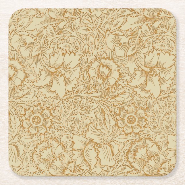 William Morris Vallmo Blommig Tapet Underlägg Papper Kvadrat (Framsidan)