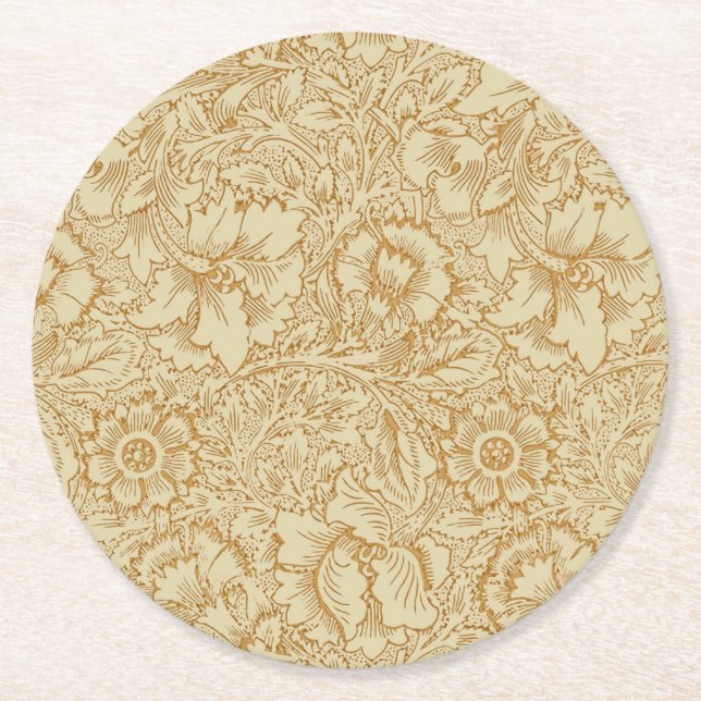 William Morris Vallmo Blommig Tapet Underlägg Papper Rund (Framsidan)