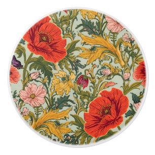 William Morris Vallmo Floral Art Nouveau Mönster Knopp