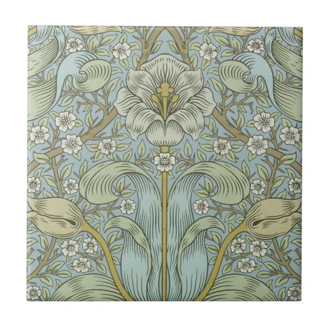 William Morris Vår Thicket: Antique Blommigt Kakelplatta (Framsidan)