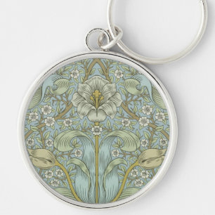 William Morris Vår Thicket Classic Mönster Rund Silverfärgad Nyckelring