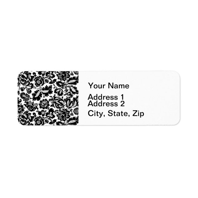 William Morris Venetian Damask Brocade Returadress Etikett (Framsidan)