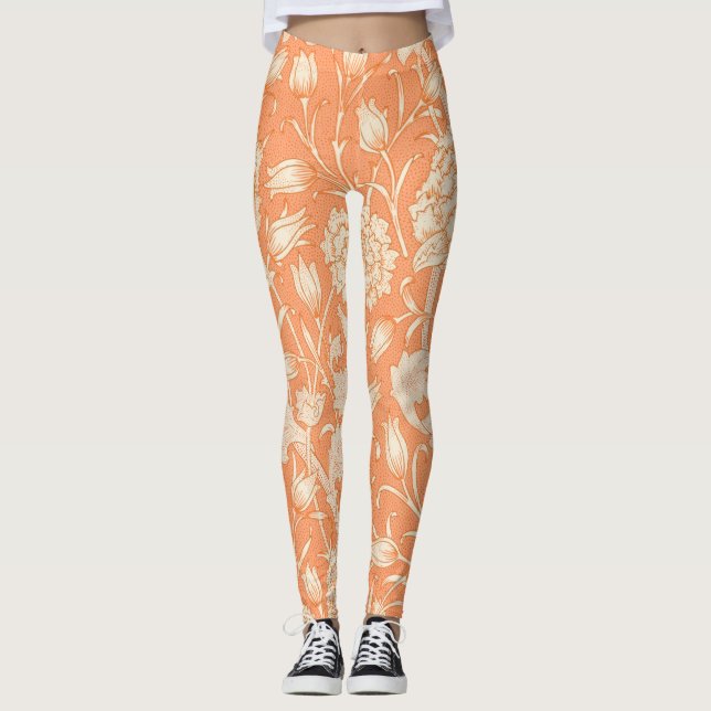 William Morris Vild Tulip berömd mönster Leggings (Framsida)