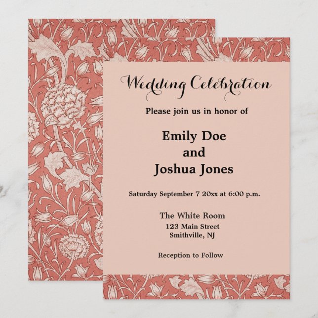 William Morris Vild Tulip Classic Victorian Design Inbjudningar (Fram/baksida)