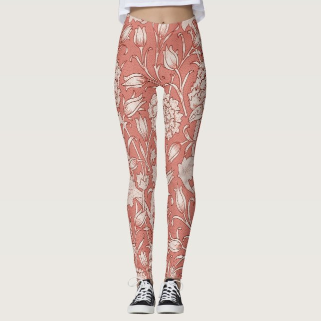 William Morris Vild Tulip Classic Victorian Design Leggings (Framsida)