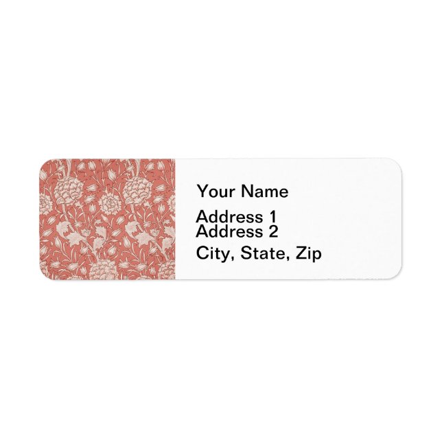 William Morris Vild Tulip Classic Victorian Design Returadress Etikett (Framsidan)