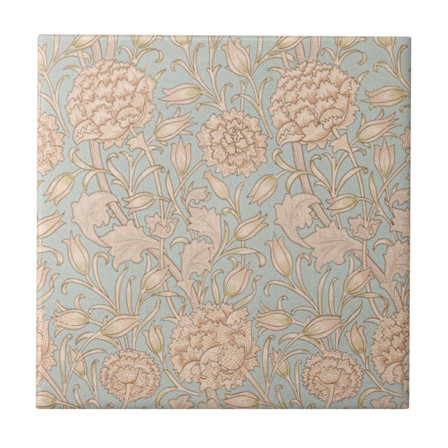 William Morris Vild Tulip Flower Blommigt Design Kakelplatta (Framsidan)