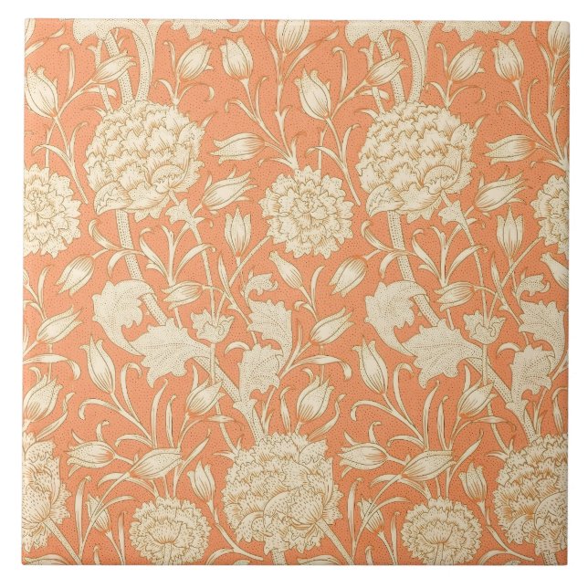 William Morris Vild Tulip Vintage Blommönster Kakelplatta (Framsidan)
