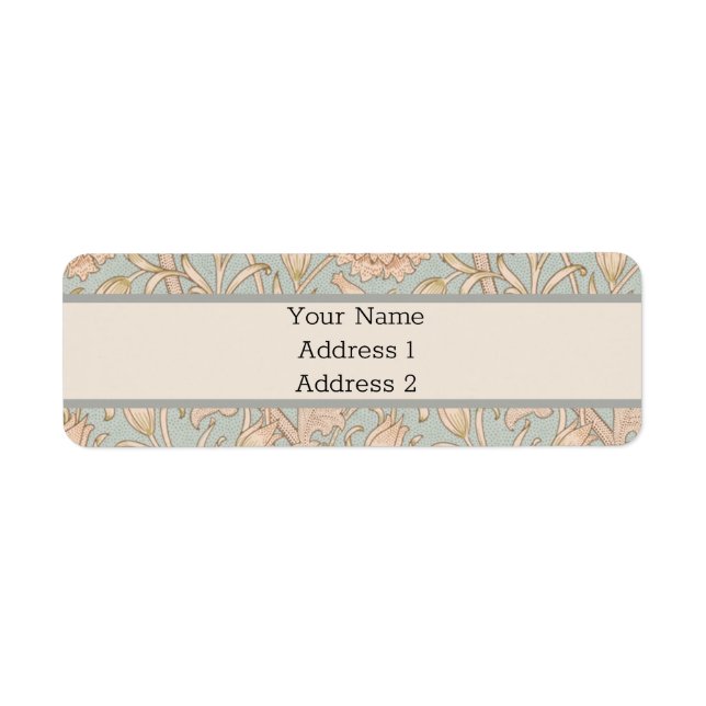 William Morris Vilda Tulpan Blommig Design Returadress Etikett (Framsidan)