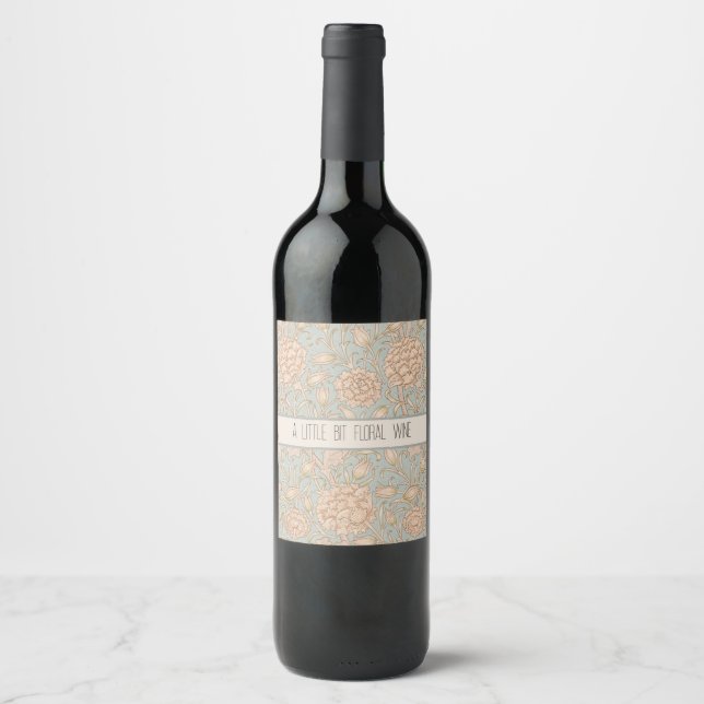 William Morris Vilda Tulpan Blommig Design Vinflaska Etikett (Framsida)