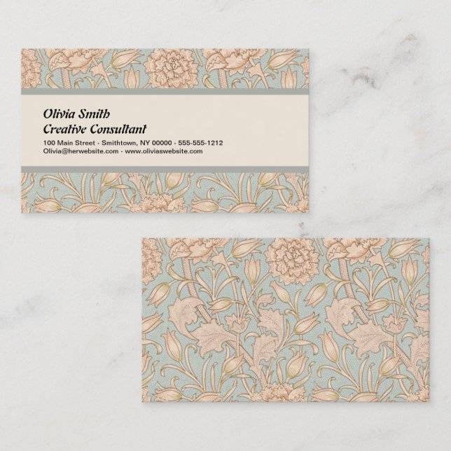 William Morris Vilda Tulpan Blommig Design Visitkort (Fram/baksida)
