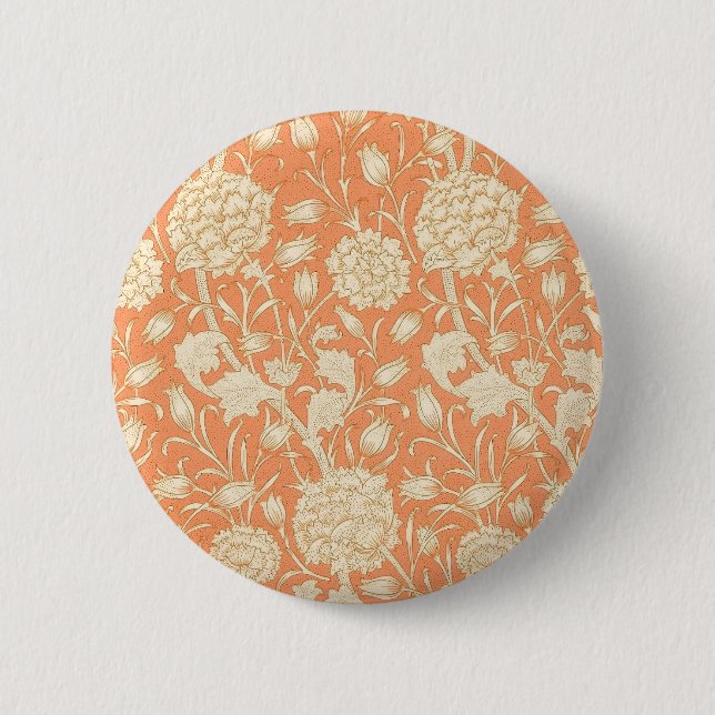 William Morris Vilda Tulpan Vintage Blommönster Knapp (Framsida)