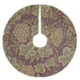 William Morris Vin Druv Röd Grön Konst Julgransmatta Borstad Polyester