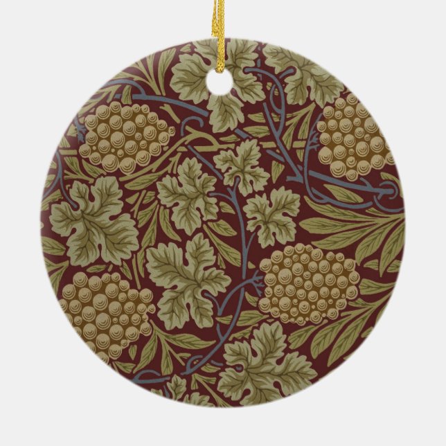 William Morris Vin Druv Röd Grön Konst Julgransprydnad Keramik (Baksidan)