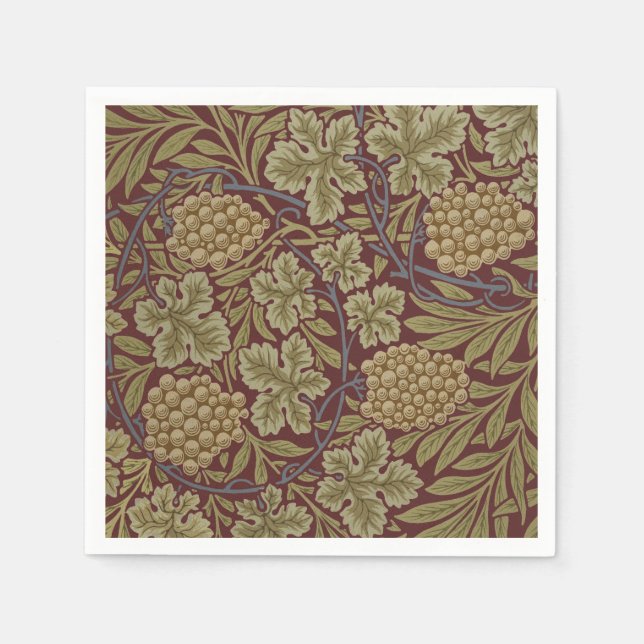 William Morris Vin Druv Röd Grön Konst Pappersservett (Framsidan)
