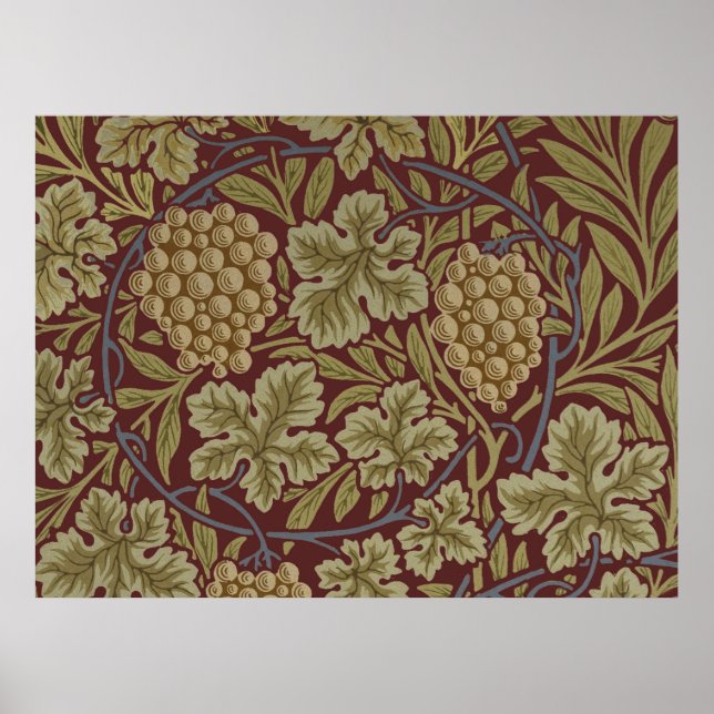 William Morris Vin Druv Röd Grön Konst Poster (Framsidan)