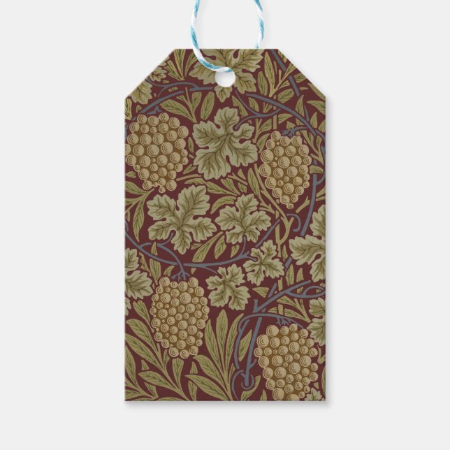 William Morris Vin Druv Röd Grön Konst Presentetikett (Framsidan)