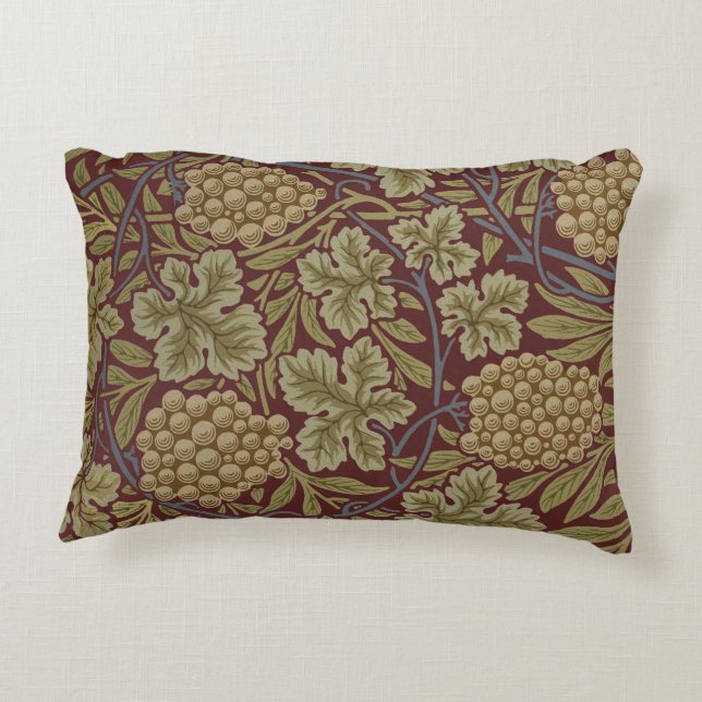 William Morris Vin Druv Röd Grön Konst Prydnadskudde (Baksidan)