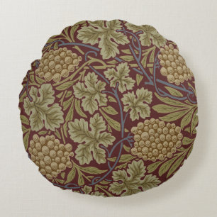 William Morris Vin Druv Röd Grön Konst Rund Kudde
