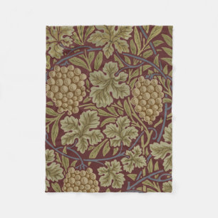 William Morris Vine Grape Red Grönt Art Fleecefilt