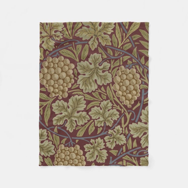 William Morris Vine Grape Red Grönt Art Fleecefilt (Framsidan)