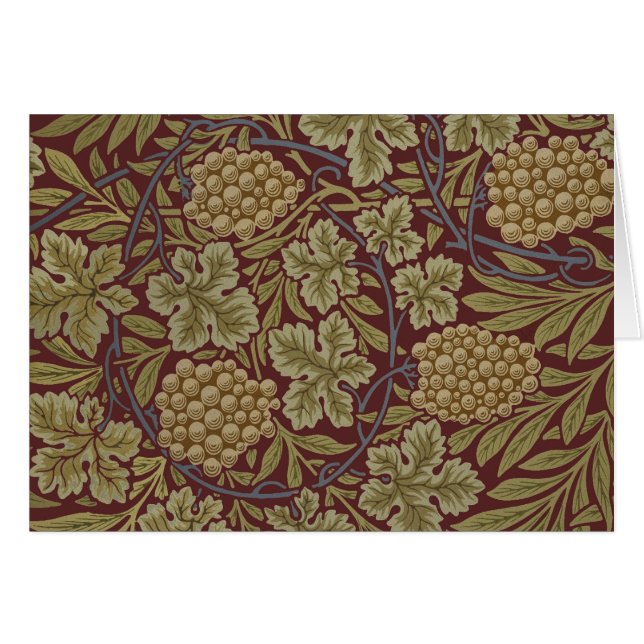 William Morris Vine Grape Red Grönt Art Hälsningskort (Framsidan Horizontal)