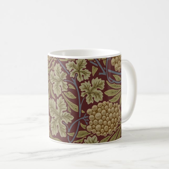 William Morris Vine Grape Red Grönt Art Kaffemugg (Framsida höger)