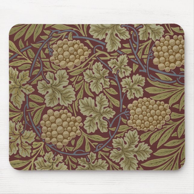 William Morris Vine Grape Red Grönt Art Musmatta (Framsidan)